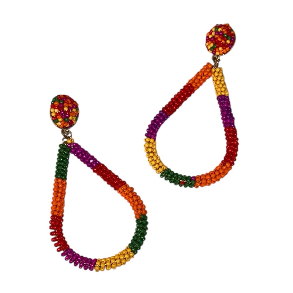 NWOT Red/Orange/Pink Colorful Beaded Earrings